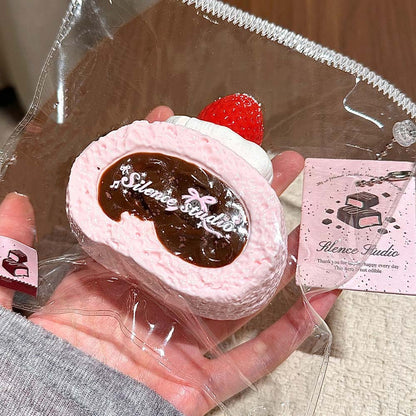 Berry Chocolate Series Crispy Squishy – Handmade Silicone Cake Stress Toy