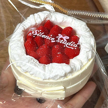 Dessert Cake Series Squishy – Strawberry Soufflé Birthday Cake Handmade Silicone Toy