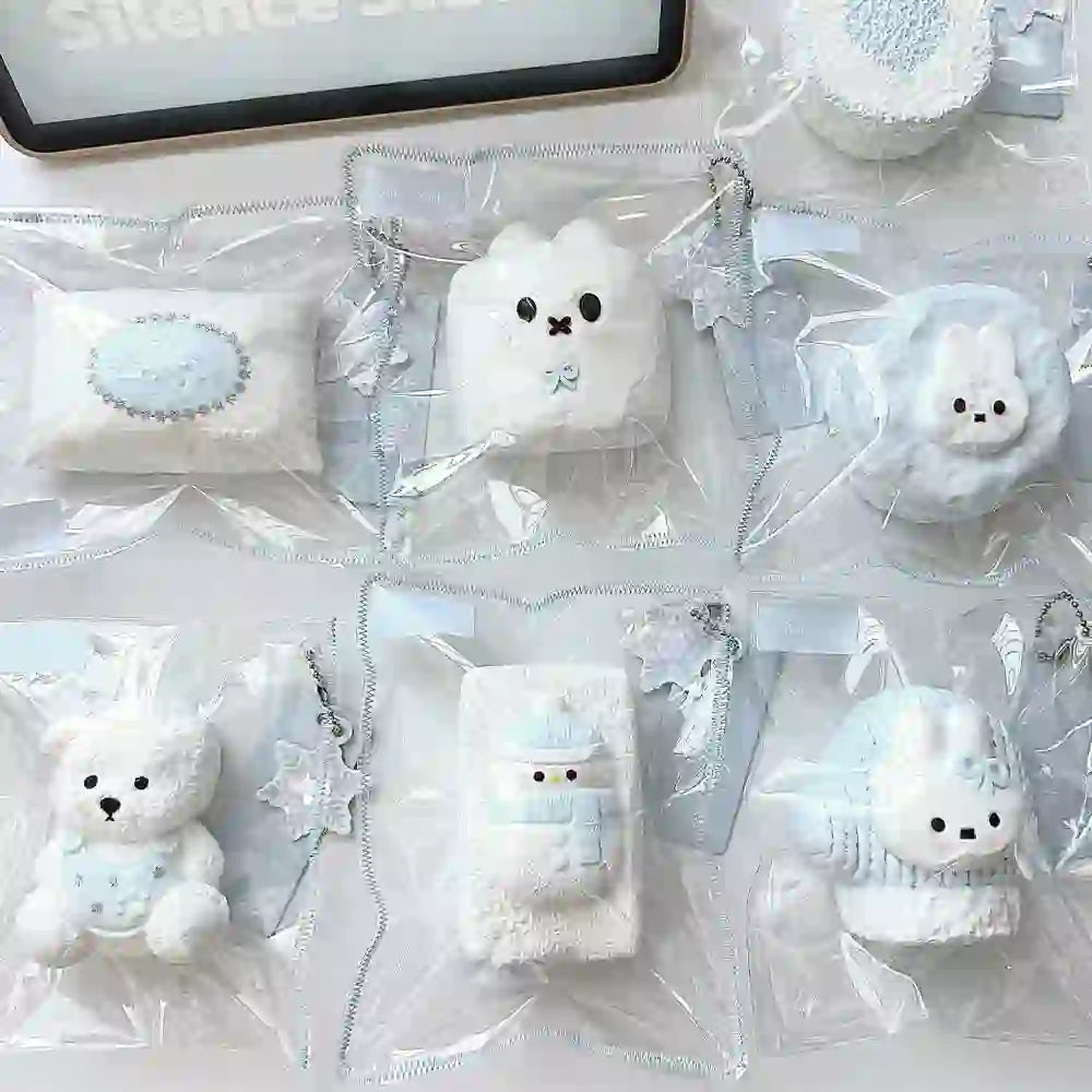 Hand-Painted Stitched Cream Clay Squishy – Handmade Sensory Stress Toy