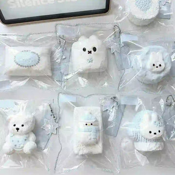 Hand-Painted Stitched Cream Clay Squishy – Handmade Sensory Stress Toy