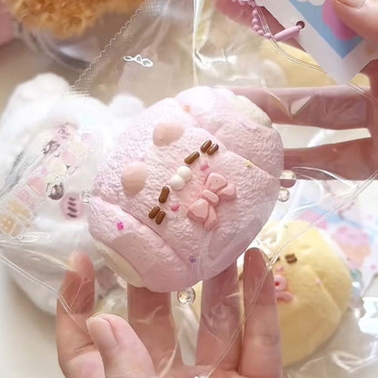 Kitten Piggy Bun Squishy – Handmade Silicone Cream Clay Stress Toy