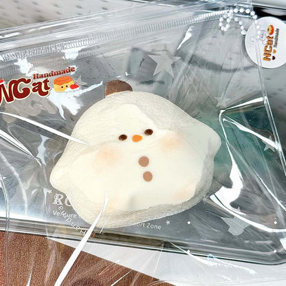 Winter Snowman Squishy Series – Handmade Silicone Thick Cream Clay Stress Toy