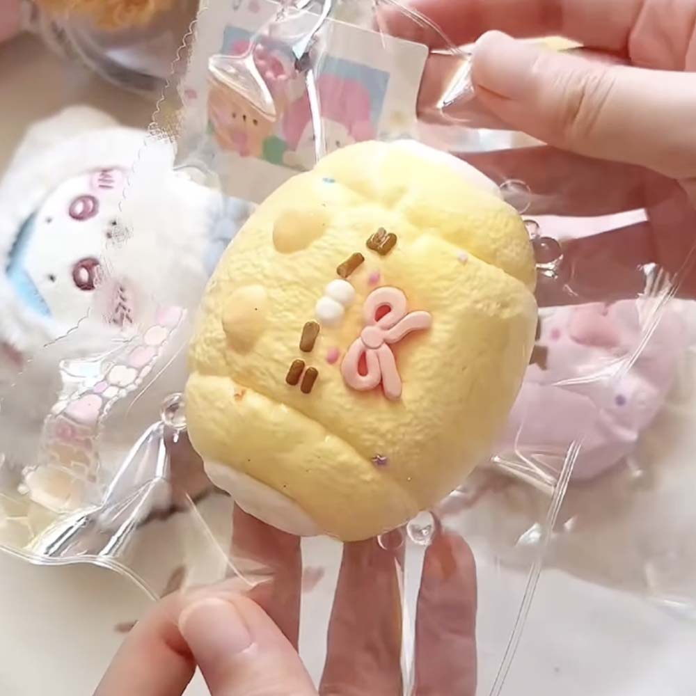Kitten Piggy Bun Squishy – Handmade Silicone Cream Clay Stress Toy