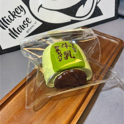 Matcha Milk Bread Squishy Keychain Seamless Fidg