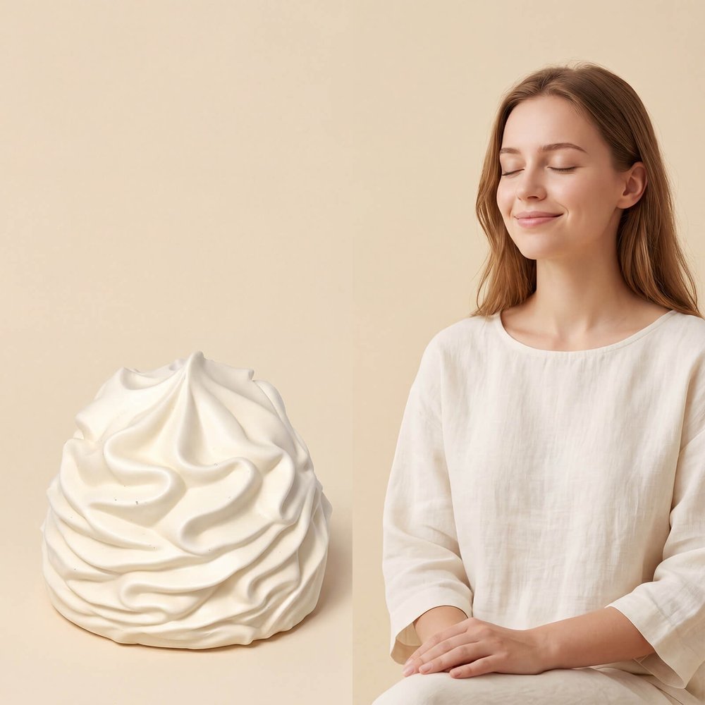 Cream White Squishy Ball hand squeeze by Monsclub