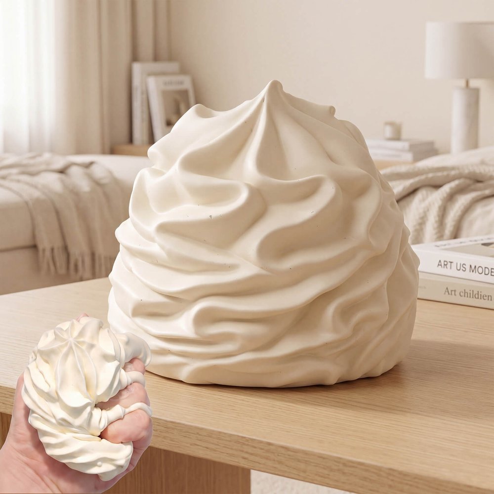 Cream White Swirl Squishy Ball relaxation by Monsclub