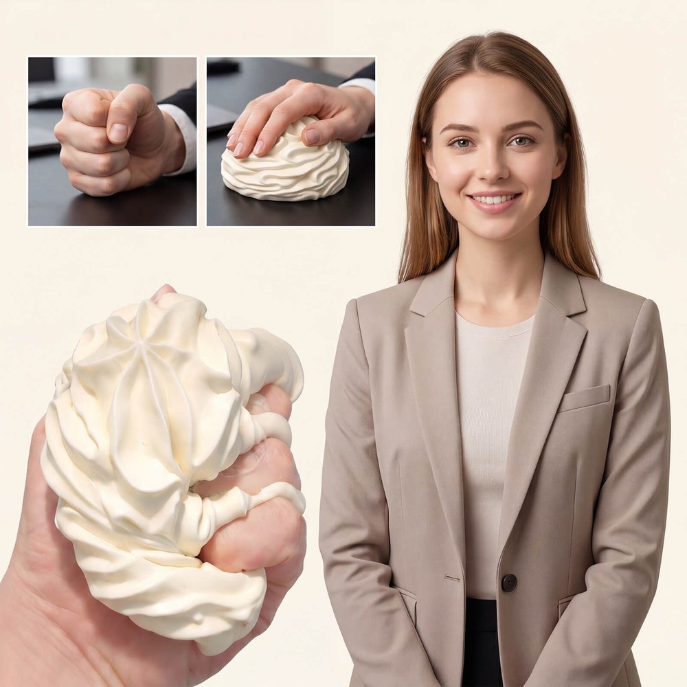 Cream White Swirl Squishy Ball squeeze lifestyle by Monsclub