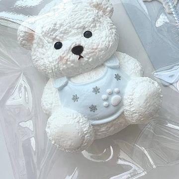 Painted Bear (~140g) handmade cream clay squishy stress toy by Monsclub