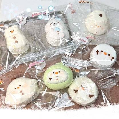 Winter Snowman Squishy Series – Handmade Silicone Thick Cream Clay Stress Toy